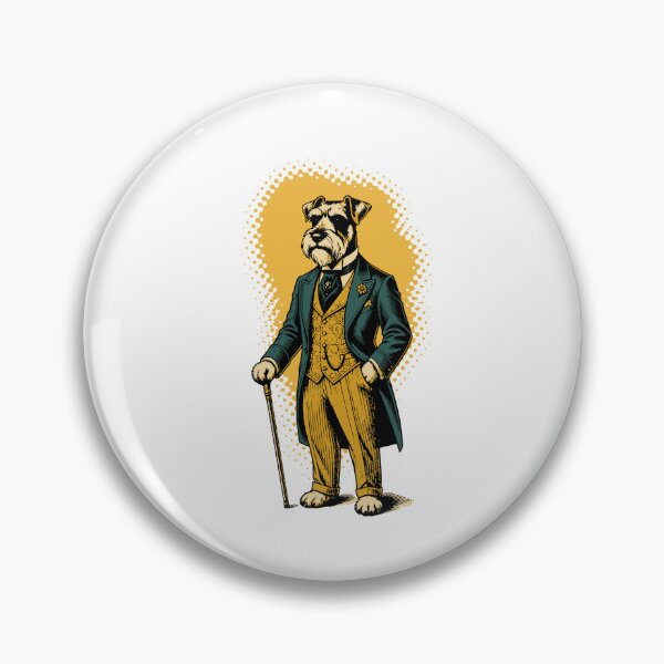 Item preview, Dapper Schnauzer Dog Gentleman in Suit Cane designed and sold by AntiqueImages.