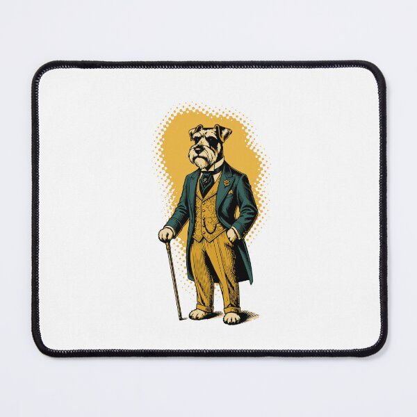 Item preview, Dapper Schnauzer Dog Gentleman in Suit Cane designed and sold by AntiqueImages.