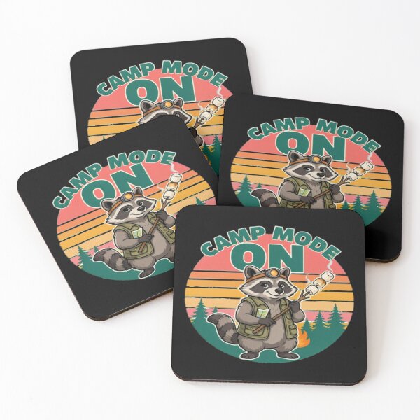 Item preview, Camp Mode On Raccoon Roasting Marshmallow Illustration designed and sold by DailySparks.