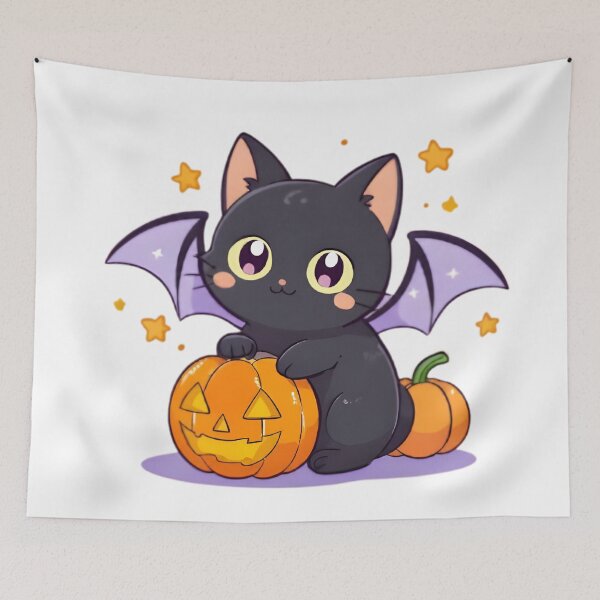 Item preview, Halloween Black Cat — Spooky Kawaii Pumpkin Sticker designed and sold by tommysworks.