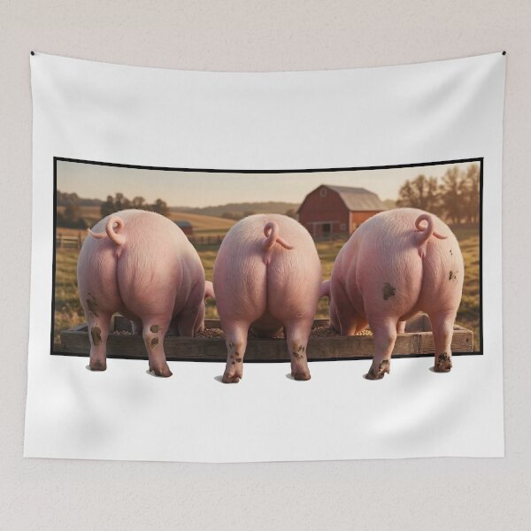 Item preview, Funny Pig Butts 3D Pop Out Farm Art designed and sold by HornbillDesign.