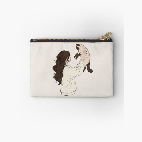Item preview, Cozy Girl and Siamese Cat - Aesthetic Neutral Warm Line Art designed and sold by mijaczeek.