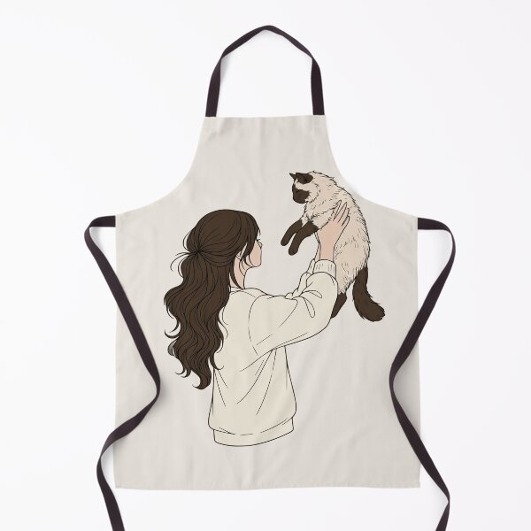 Item preview, Cozy Girl and Siamese Cat - Aesthetic Neutral Warm Line Art designed and sold by mijaczeek.