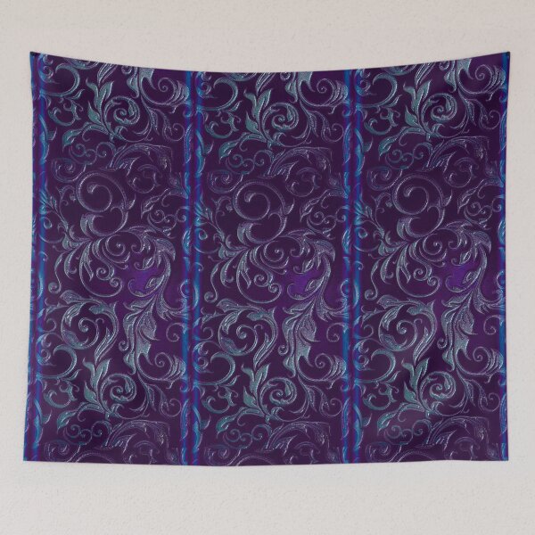 Item preview, Purple and teal blue whimsigoth floral design designed and sold by BrontesWhimsyStore.