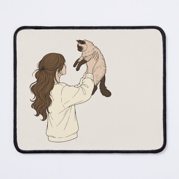Item preview, Copy of Cozy Girl and Siamese Cat - Aesthetic Neutral Warm Line Art designed and sold by mijaczeek.