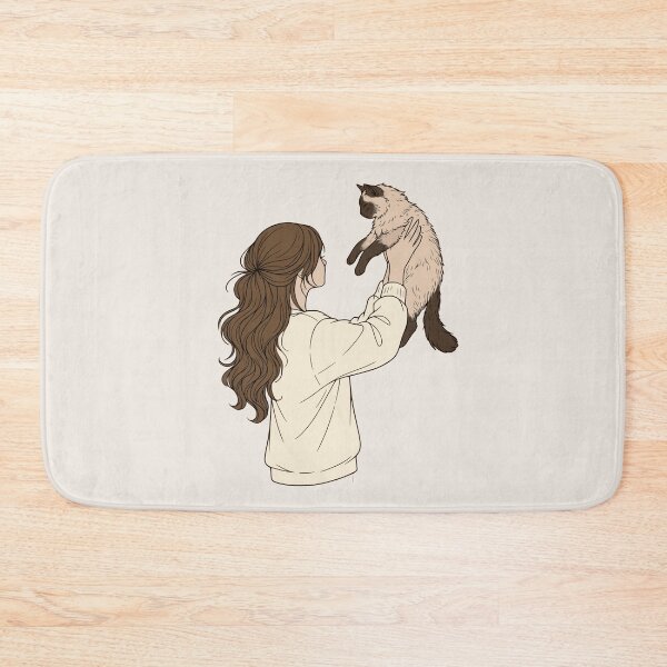 Item preview, Copy of Cozy Girl and Siamese Cat - Aesthetic Neutral Warm Line Art designed and sold by mijaczeek.