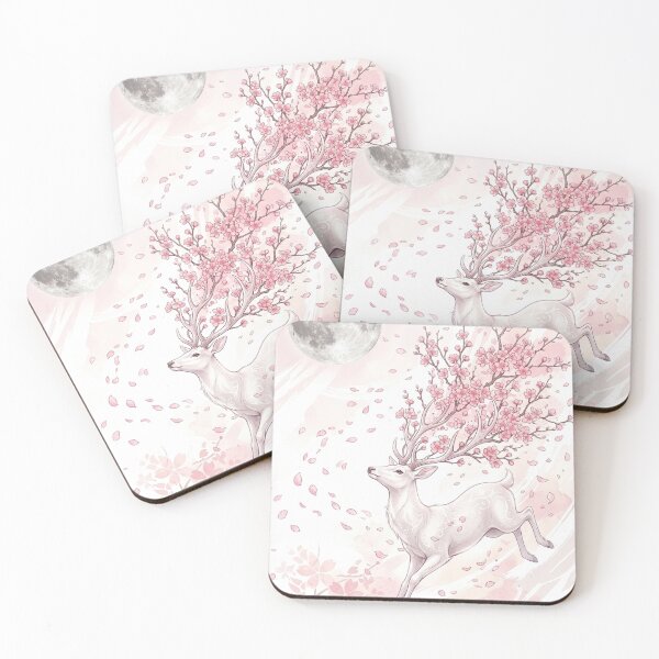 Item preview, Ethereal White Deer and Sakura Cherry Blossoms - Wa-Modern Art designed and sold by Hikariha Studio.