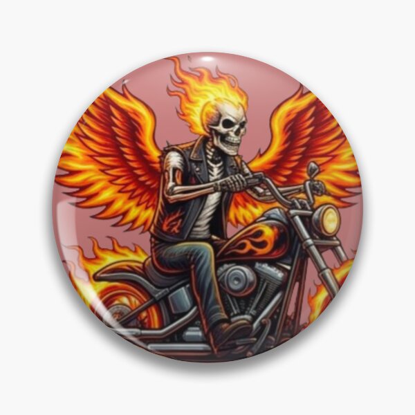 Item preview, Vintage Flaming Skull Biker Motorcycle Rider designed and sold by Dream Weave Studio.