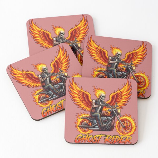 Item preview, Vintage Flaming Skull Biker Motorcycle Rider designed and sold by Dream Weave Studio.