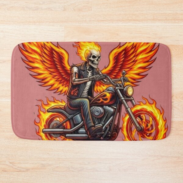 Item preview, Vintage Flaming Skull Biker Motorcycle Rider designed and sold by Dream Weave Studio.