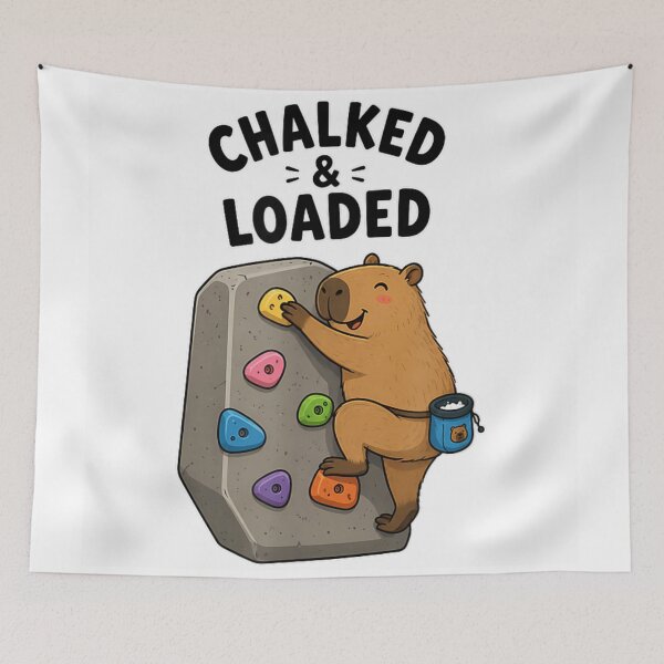 Item preview, Chalked And Loaded Cute Capybara Indoor Rock Climbing Bouldering Sports Graphic designed and sold by DaphoLatara.