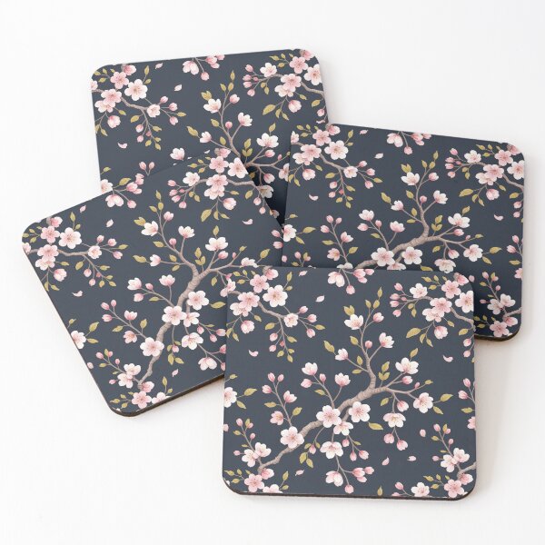 Item preview, Night Sakura Japanese Cherry Blossom Navy and Gold Pattern designed and sold by Tamas Das.