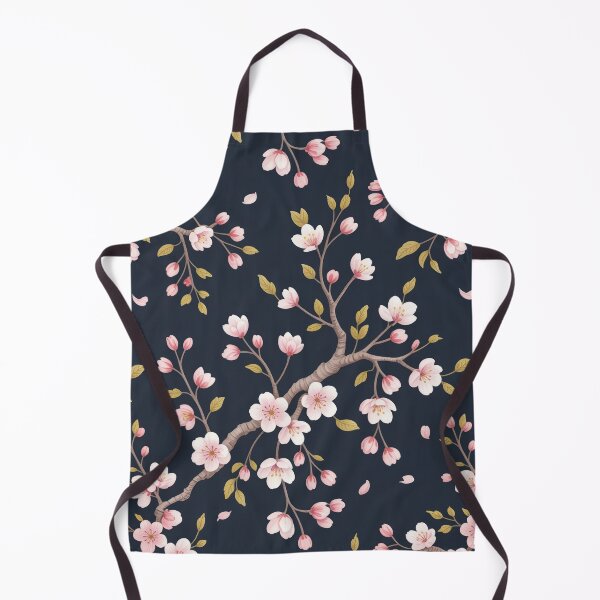 Item preview, Night Sakura Japanese Cherry Blossom Navy and Gold Pattern designed and sold by Tamas Das.