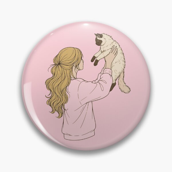 Item preview, Cozy Pink Aesthetic Girl with Siamese Cat - Soft Pastel Line Art designed and sold by mijaczeek.