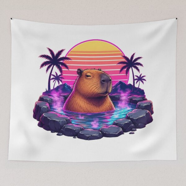 Item preview, Retro Synthwave Capybara designed and sold by Pond21.