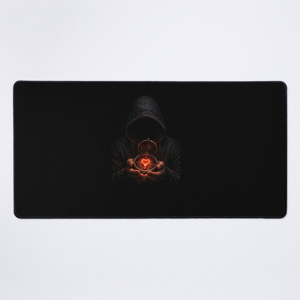 Item preview, Heart Compass – Hooded Shadow Holding a Glowing Fiery Heart designed and sold by Timeless Junction.