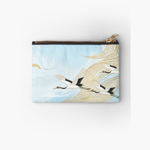 Item preview, Flying Red-Crowned Cranes and Golden Waves - Wa-Modern Art designed and sold by Hikariha Studio.