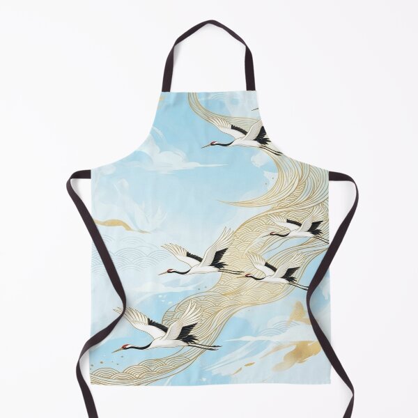 Item preview, Flying Red-Crowned Cranes and Golden Waves - Wa-Modern Art designed and sold by Hikariha Studio.