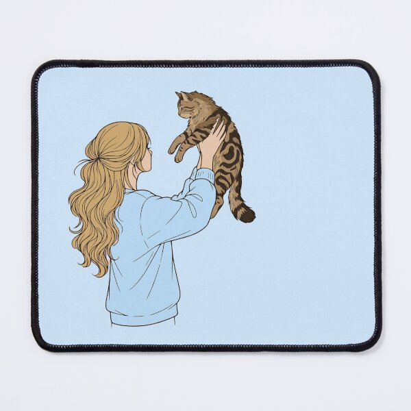 Item preview, Cozy Aesthetic Blonde Girl with Tabby Cat - Soft Blue Sweatshirt designed and sold by mijaczeek.