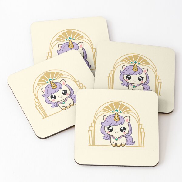 Item preview, Art Deco Chibi Unicorn Fan designed and sold by KungPowUnicorn.