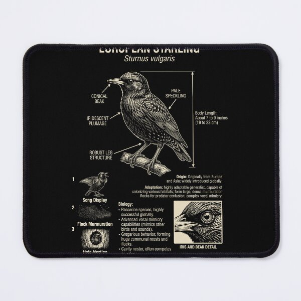 Item preview, European Starling Scientific Anatomy Ornithology Animal Lover designed and sold by Kimberley King Art  King Art.