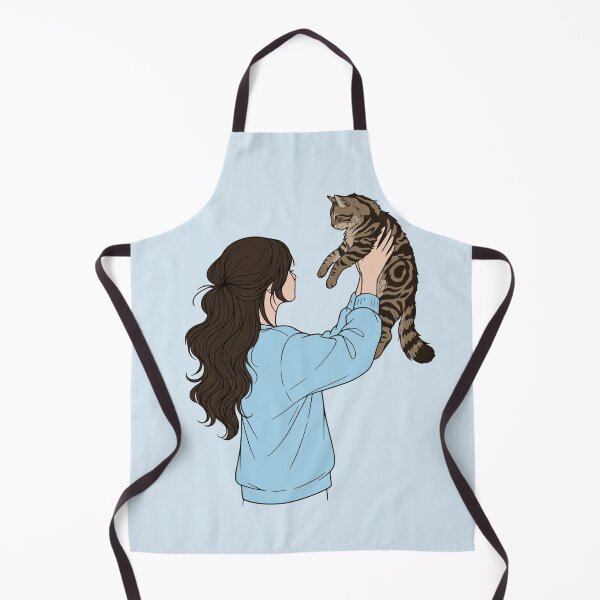 Item preview, Cute Cat Mom with Tabby Cat - Dark Brown Hair and Blue Sweatshirt designed and sold by mijaczeek.