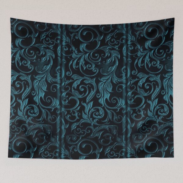 Item preview, Dark teal and green whimsigoth floral design designed and sold by BrontesWhimsyStore.