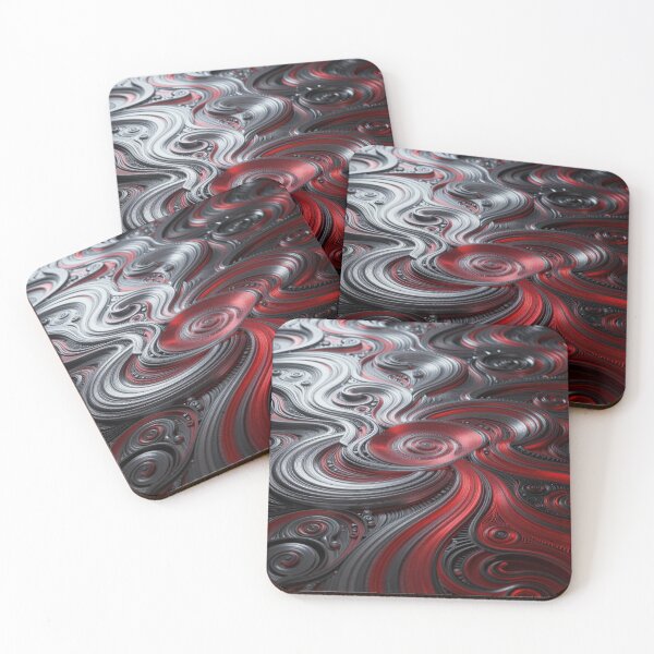Item preview, Abstract Metallic Flow Art with Red Black Silver Waves and Calm Dynamic Motion Design designed and sold by FotoworldEdel.