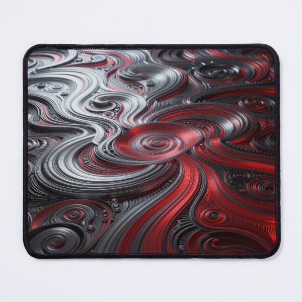 Item preview, Abstract Metallic Flow Art with Red Black Silver Waves and Calm Dynamic Motion Design designed and sold by FotoworldEdel.