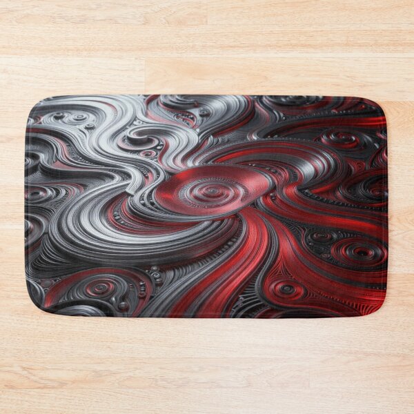 Item preview, Abstract Metallic Flow Art with Red Black Silver Waves and Calm Dynamic Motion Design designed and sold by FotoworldEdel.