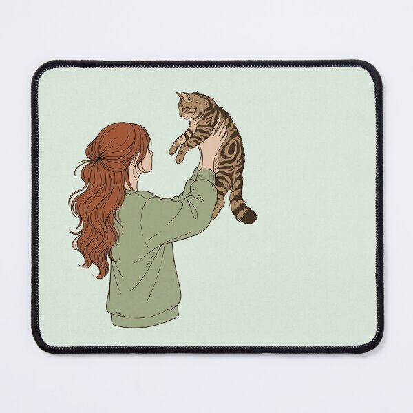 Item preview, Copy of Warm Autumn Cat Mom -Cozy Sage Green Aesthetic - Ginger Hair Girl and Tabby Cat Light Brown Hair and Peach Sweatshirt designed and sold by mijaczeek.