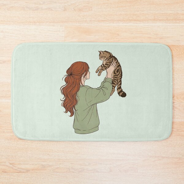 Item preview, Copy of Warm Autumn Cat Mom -Cozy Sage Green Aesthetic - Ginger Hair Girl and Tabby Cat Light Brown Hair and Peach Sweatshirt designed and sold by mijaczeek.