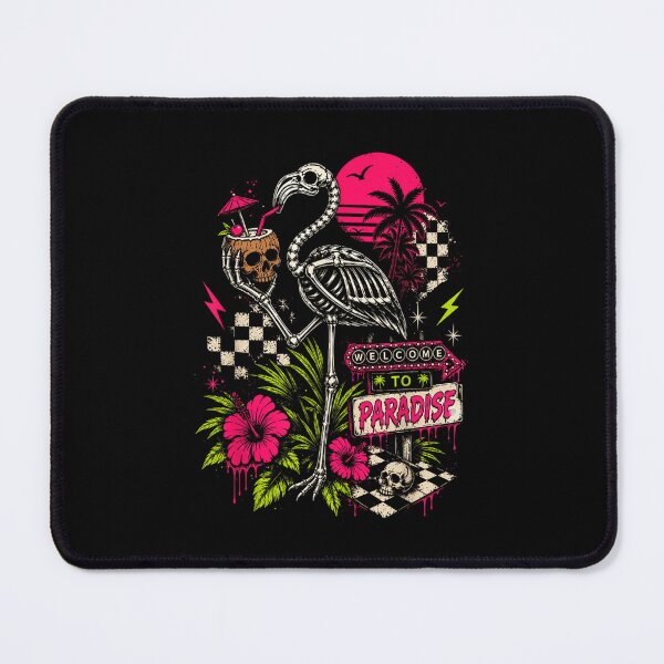 Item preview, Welcome To Paradise Vaporwave Skeleton Flamingo Skull Tropical Beach Art designed and sold by LittleNhutton.