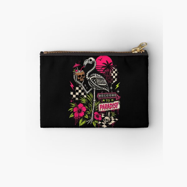 Item preview, Welcome To Paradise Vaporwave Skeleton Flamingo Skull Tropical Beach Art designed and sold by LittleNhutton.