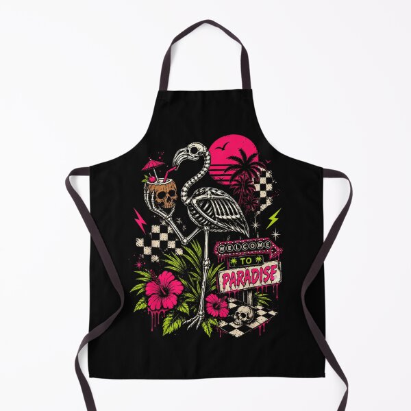 Item preview, Welcome To Paradise Vaporwave Skeleton Flamingo Skull Tropical Beach Art designed and sold by LittleNhutton.