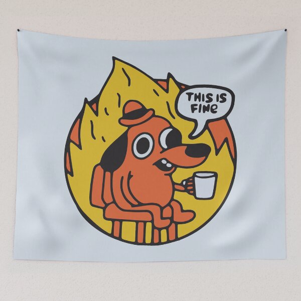 Item preview, This Is Fine Dog Meme Illustration designed and sold by BrownHorse90s.