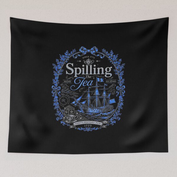 Item preview, Spilling The Tea Vintage Blue Tea Party Sailing Ship Pun Design designed and sold by bilal sibgui.