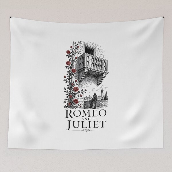 Item preview, Romeo and Juliet Night Balcony Scene Woodcut Engraving designed and sold by Fenay Designs.