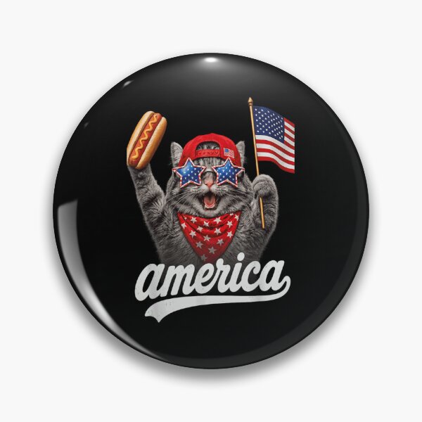 Item preview, Patriotic American Cat Hot Dog Star Sunglasses Fourth of July BBQ Merch designed and sold by YubitaLeLe.