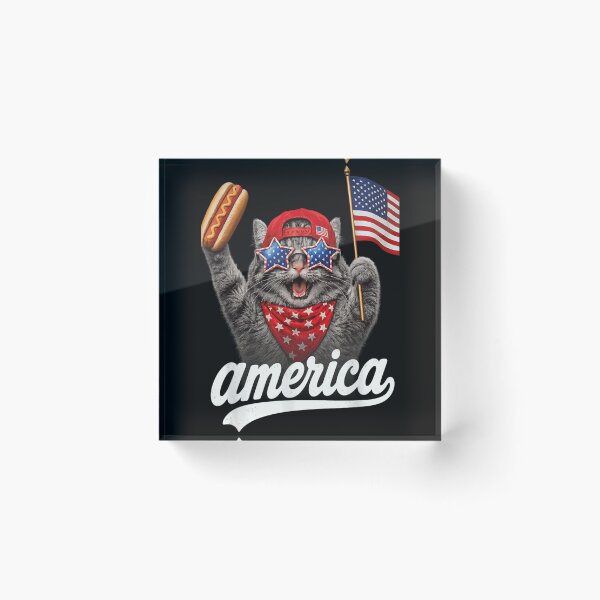 Item preview, Patriotic American Cat Hot Dog Star Sunglasses Fourth of July BBQ Merch designed and sold by YubitaLeLe.