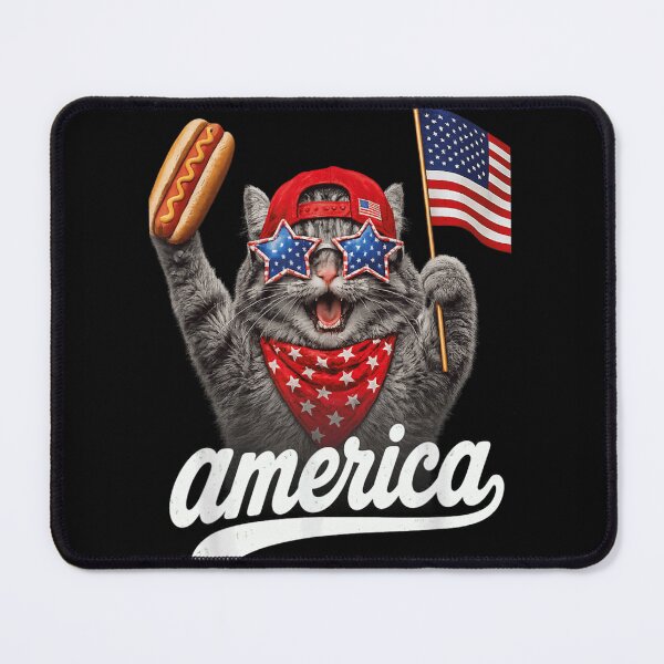 Item preview, Patriotic American Cat Hot Dog Star Sunglasses Fourth of July BBQ Merch designed and sold by YubitaLeLe.