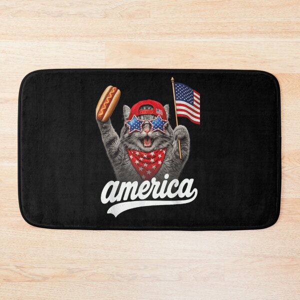 Item preview, Patriotic American Cat Hot Dog Star Sunglasses Fourth of July BBQ Merch designed and sold by YubitaLeLe.