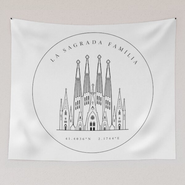 Item preview, La Sagrada Familia Coordinates Minimalist Barcelona Landmark Design designed and sold by Shabrinox.