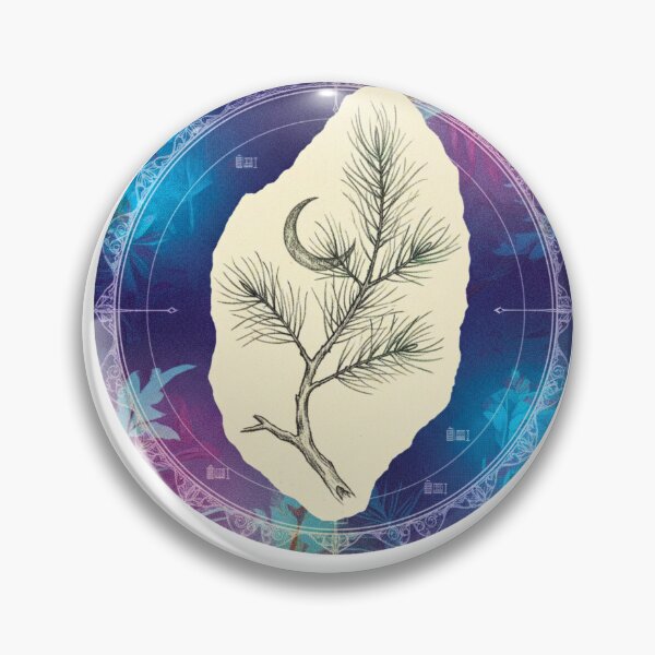 Item preview, Coastal Stick Season - Pine Branch and Crescent Moon Charcoal Sketch designed and sold by FitEnvy.