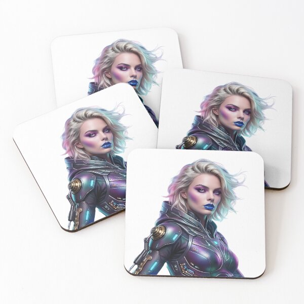 Item preview, Cyberpunk Android Warrior: Neon Future Portrait designed and sold by ToxicInkArt.