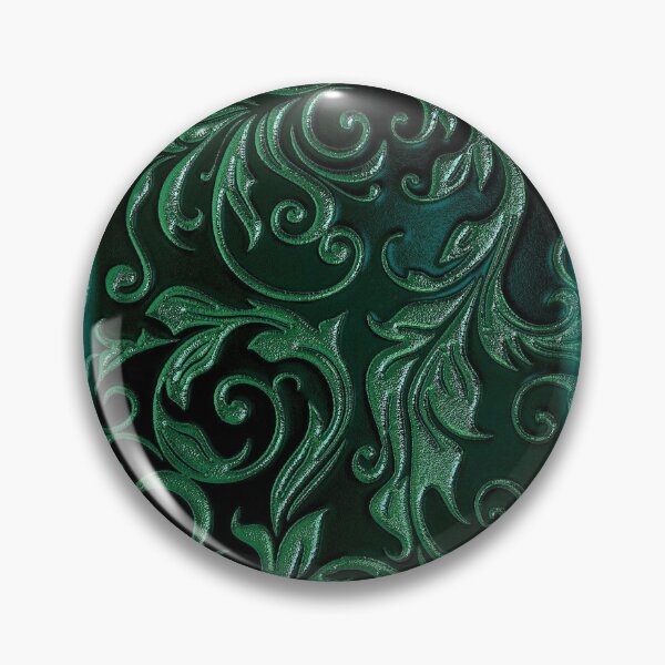 Item preview, Emerald green whimsigoth floral with swirls metallic silver design designed and sold by BrontesWhimsyStore.