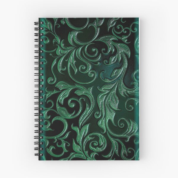 Item preview, Emerald green whimsigoth floral with swirls metallic silver design designed and sold by BrontesWhimsyStore.