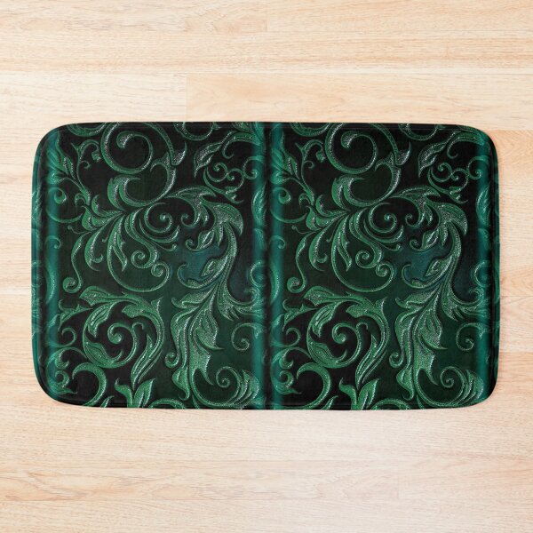 Item preview, Emerald green whimsigoth floral with swirls metallic silver design designed and sold by BrontesWhimsyStore.