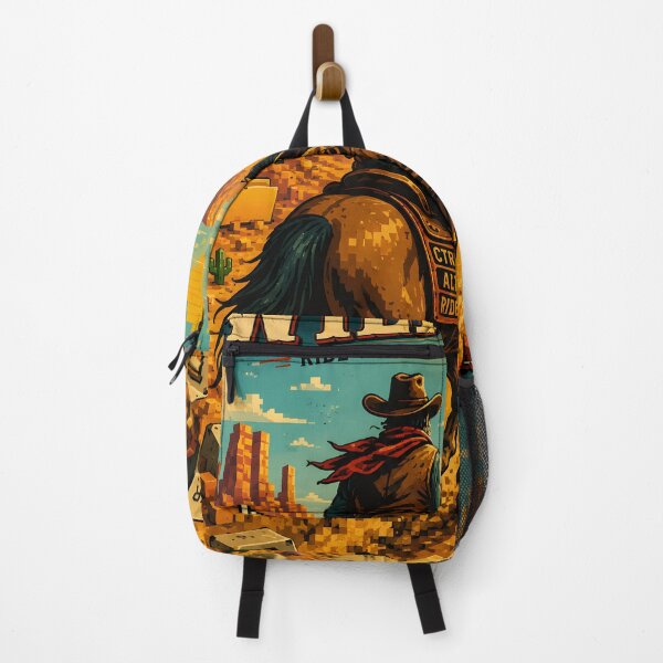 Item preview, Cowboy Programmer – Wild West Rider Crossing a Desert of Pixels and Computer Icons Retro Western Vector Artwork designed and sold by PenchalaPrabhas.
