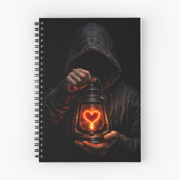 Item preview, Heart Lantern – Hooded Shadow Holding a Glowing Fiery Heart designed and sold by Timeless Junction.